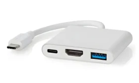 Nedis USB-C multiportový adaptér bílá / Adaptér / USB-C - USB-A, USB-C, HDMI / 4K 30Hz / 10 cm (CCGB64770WT01)