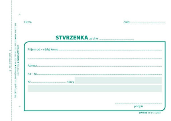 Stvrzenka, A6, 100 listů, NCR
