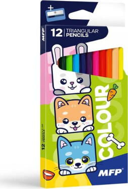 Pastelky 12 ks triangular s ořezávátkem COLOUR