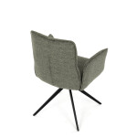 Židle jídelní, zelená látka, 360° vratný mechanismus, černý kov