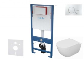 Kielle - Genesis Set předstěnové instalace, klozetu Oudee, sedátka softclose a tlačítka Gemini II, lesklý chrom 30505SS68