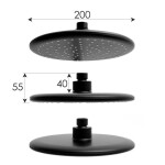Erga Enza, sprchová souprava s termostatickou baterií a dešťovou hlavicí 20cm, černá matná, ERG-YKA-BP.ENZA20-BLK