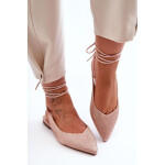 Dámské vázané baleríny s kamínky 6140 Béžová - Diamantique béžová 37