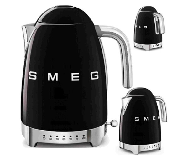 Smeg KLF04BLEU rychlovarná konvice, 1,7 l (7 šálků), 2400 W, styl 50. let, řízení teploty, 7 programů, černá