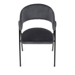 Židle jidelní, šedá látka, černá kovová noha