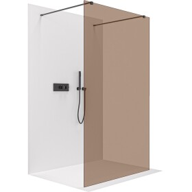 CERANO Sprchová zástěna Walk-in Onyx Duo L/P - 8 mm - hranatá vzpěra - černá matná, bronzové sklo - 150x200 cm