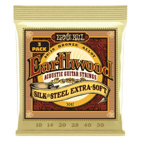 Ernie Ball 3047 Earthwood Silk & Steel Extra Soft 80/20 Bronze 3-Pack
