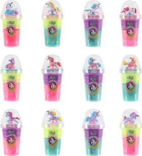 Sliz - hmota Slimy 155g s jednorožcem 14x7cm 4 barvy v kelímku 16ks v boxu - EPEE