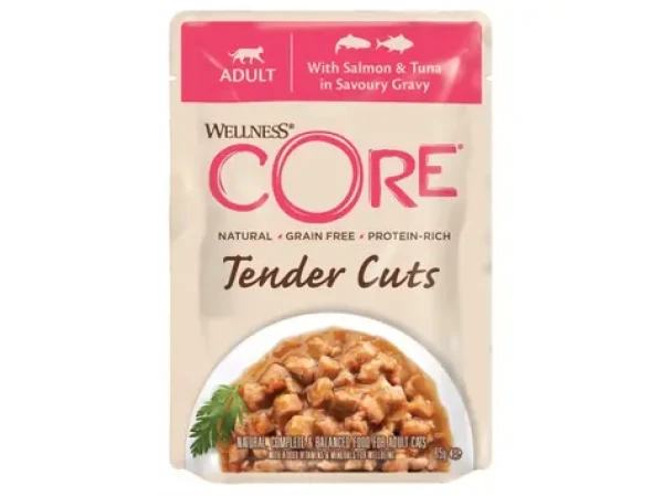 Wellness Core Cat Tender losos a tuňák v omáčce Kapsička 85g (076344116639)