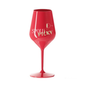 SPOLUPIČKY - červená nerozbitná sklenice na víno 470 ml