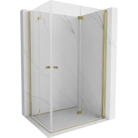 MEXEN/S - Mist-F Duo sprchový kout skládací dveře pravá 75 x 85, transparent, zlato kartáčovaná 8A6-075L-085P-55-00
