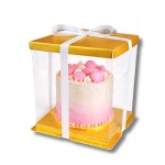 Cake Star Cake Star Plastový hranatý box na dorty bez stuhy 4Cake zlatý (26 x 26 x 31 cm)