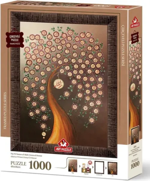 ART PUZZLE 5661 Puzzle s rámem a lepidlem 3v1 99 jmen Alláha