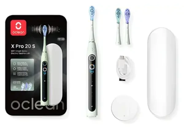 Rozbaleno - Oclean X Pro 20 SET mátová / Sonický zubní kartáček / 84.000 kmitů / 12 oblastí / Bluetooth / IPX7 / rozbaleno (C01000743.rozbaleno)