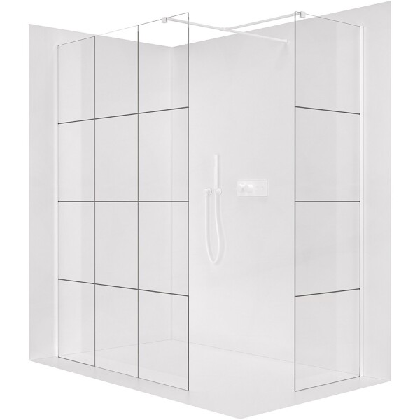 CERANO Sprchová zástěna Walk-in Onyx T L/P - 8 mm - hranatá vzpěra - bílá matná, industriální sklo - 150x110x200 cm