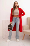 Dámský bavlněný cardigan s dlouhým rukávem červená UNI