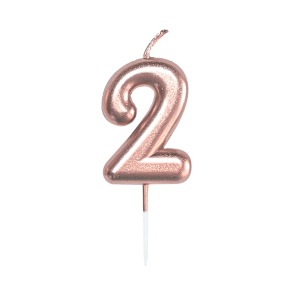 Svíčka dortová rose gold 5 cm číslo 2 - Albi