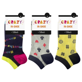 Zábavné nízké crazy ponožky unisex setu páry crazy IN-SHOE SOCKS 3x BELLINDA žlutá