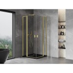 MEXEN/S - Mist L Duo sprchový kout dveře křídlové 90 x 90, transparent, zlato kartáčovaná 8A4L-090-090-55-00
