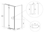 CERSANIT - Sprchový kout JOTA s panty, černý, 120x90x195, levý, čiré sklo S160-028