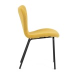 Židle jídelní, žlutá látka, nohy černý kov