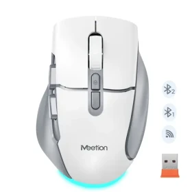 Meetion BTM001 bílo-šedá / Bezdrátová myš / 2400 DPI / 2,4GHz / Bluetooth / 7 tlačítek (BTM001)