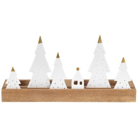 Räder Svícen Fir Trees 25 cm, bílá barva, přírodní barva, dřevo, porcelán