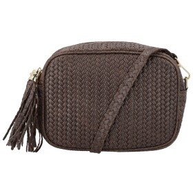 Módní dámská kožená crossbody kabelka Kalea, tmavě hnědá