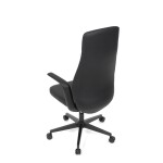 Kancelářské křeslo, černá ekokůže, houpací mechanismus s aretací ve 3 polohách, kovový kříž, kolečka pro tvrdé povrchy