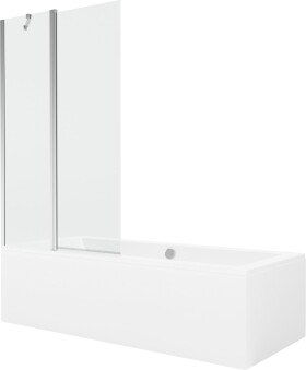 MEXEN/S - Cube obdélníková vana 170 x 80 cm s panelem + vanová zástěna 100 cm, transparent, chrom 550517080X9410110100