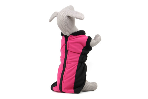 Pes-tex Rex zimní bunda pro psa s kožíškem Barva: Černo-růžová, Délka zad (cm): 44, Obvod hrudníku: 40 - 48 cm