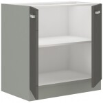 Spodní skříňka 80 D 2F BB Barva korpusu: Šedá, Barva dvířek: Krémový lesk (Karmen)