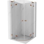 MEXEN/S - Lunar L sprchový kout čtvrtkruh křídlový 80 x 80, transparent, růžové zlato 833L-080L-080P-60-00
