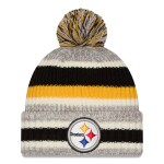New Era Dětská zimní čepice Pittsburgh Steelers NFL Stripe Cuffed Knit Hat with Pom