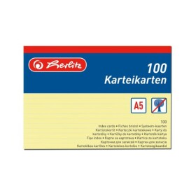 Karty do kartotéky A5 Herlitz, linka, 100ks - žluté