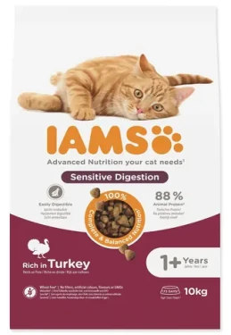 IAMS Cat Adult Sensitive Digestion Turkey 10 kg / Prémiové krmivo pro kočky / Granule / Krůtí / Citlivé trávení (1753-192062)