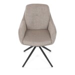 Židle jídelní, 180° otočný mechanismus, šedá voděodolná látka, černý kov