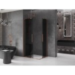 MEXEN/S - Velar L Duo sprchový kout, posuvné dveře 100 x 90, grafit, růžové zlato 871-100-090-02-43-60