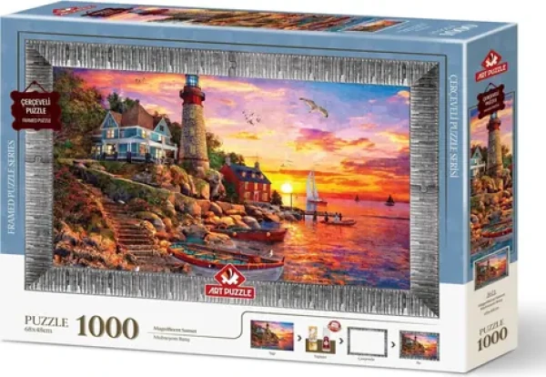 ART PUZZLE 5671 Puzzle s rámem a lepidlem 3v1 Nádherný západ slunce