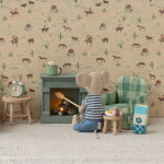 Maileg Křeslo pro myšky Maileg Green Check, zelená barva, papír, textil