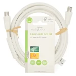Nedis Koaxiální kabel IEC(M)-IEC(F) 2m bílá / Koaxiální kabel / 75 Ohm / 120 dB (CSGL40020WT20)