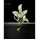Exkluzivní brož Swarovski Elements Audrey - orchidej, Zelená