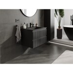MEXEN/S - Rivel koupelnová skříňka 70 cm s umyvadlem Otis, 2 zásuvky, reliéf , černá mat 91A20-07047-2-BFF71-W18M71