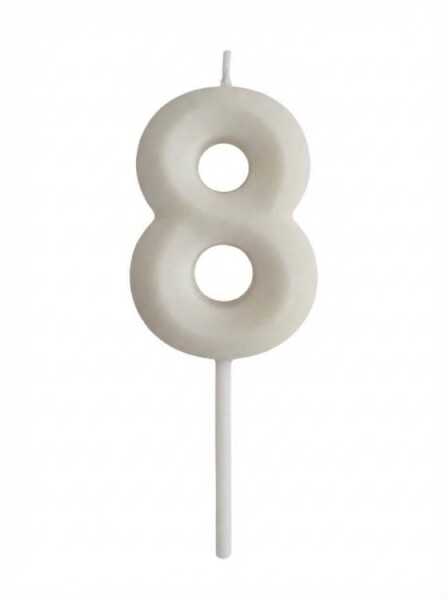 Dortisimo Svíčka s elegantním motivem číslo 8 bílá