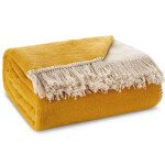 Bavlněná deka se střapci - žlutá Šířka: 150 cm | Délka: 200 cm