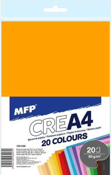 Barevné papíry A4 - 20 listů/20 barev