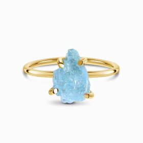 Royal Fashion prsten 14k zlato Vermeil GU-DR15849R-YELLOWGOLD-AQUAMARINE Velikost: 8 (EU: 57-58)