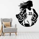 Samolepka Basketbalistka s vlastním číslem Barva: modrá, Velikost: 60 x 70 cm