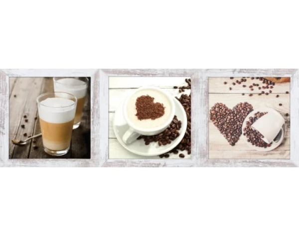 Sada obrazů na zeď (3 ks) Chep, motiv káva