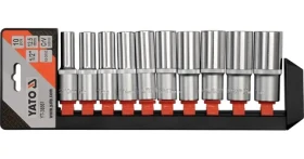 YATO Sada nástavců 1/2" šestihranné 10 ks 10-24 mm / Sada nástavců / AS-DRIVE / CrV ocel / L=76 mm (YT-38861)